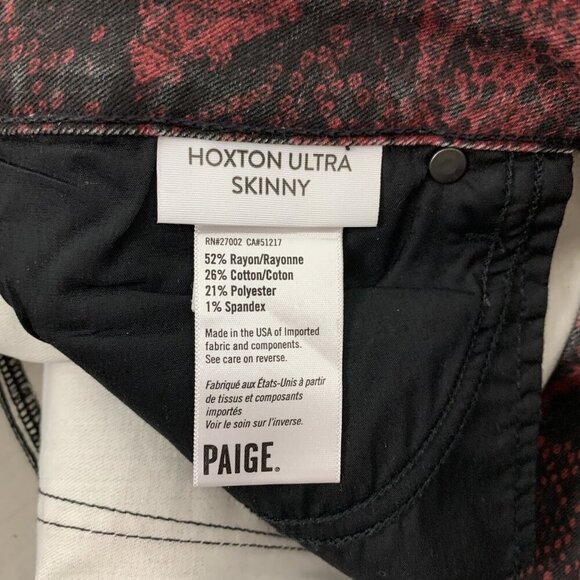 Paige Hoxton Skinny Jeans 31 Red Black Coated High Rise Stretch Chic - Picture 8 of 8